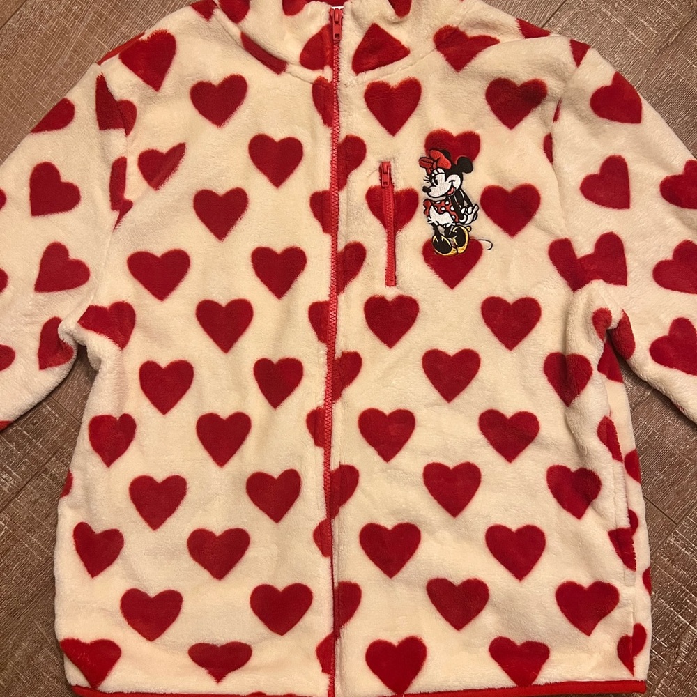 Disney Minnie Mouse Heart Fleece - Red & Cream